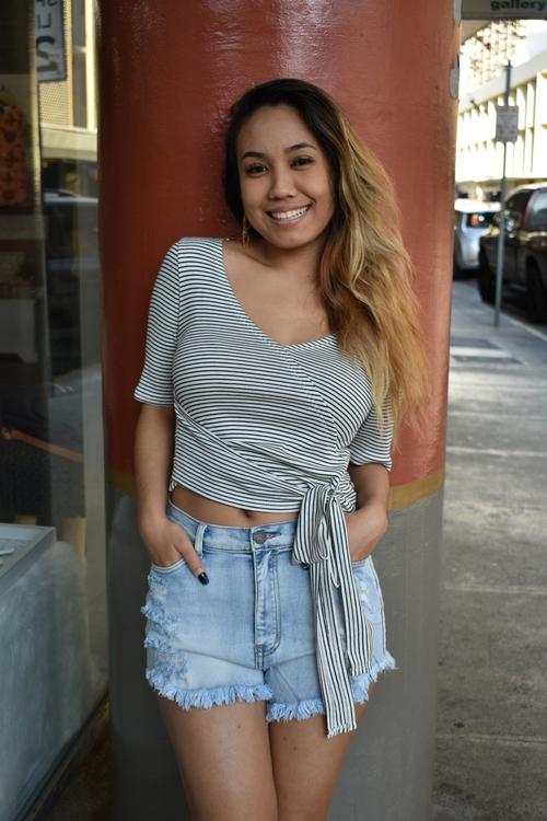 Abie Striped Top w/Tie - Valia Honolulu