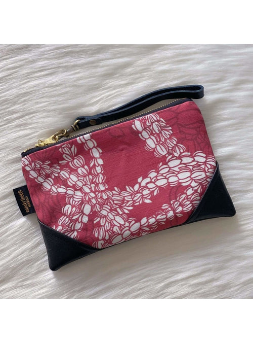 Sandy Feet Hawaii Handbag Mini Clutch w/Leather Strap in Berry Sandy Feet Hawaii Crossbody | Valia Honolulu Valia Honolulu